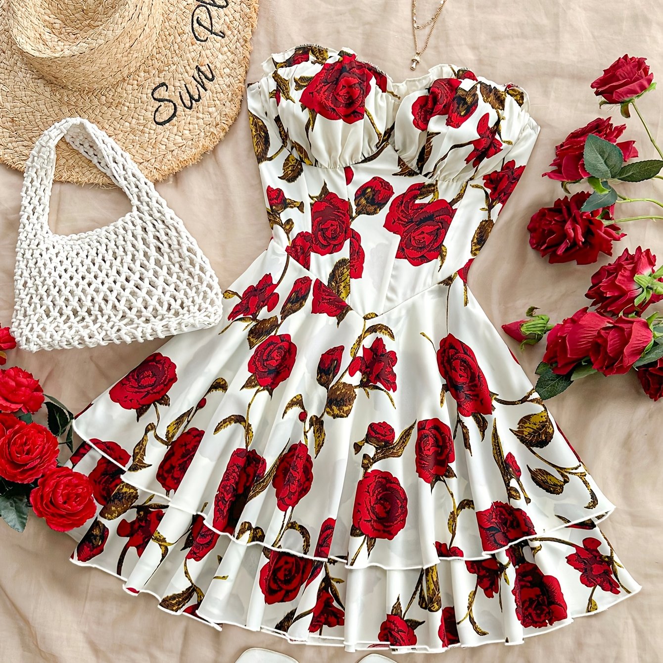 Robe bustier élégante à imprimé floral pour femme