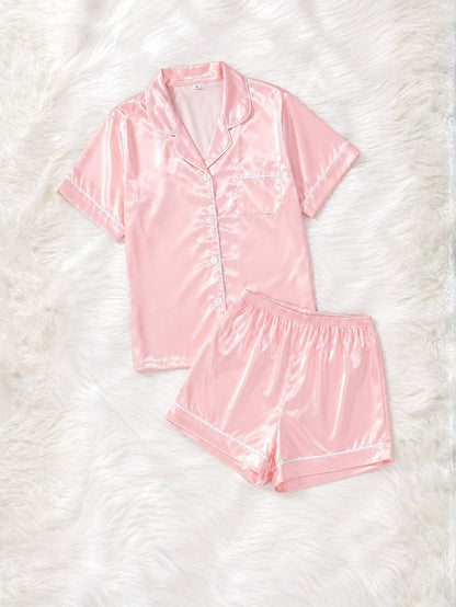 Pack 2 Pyjamas Satin Femme – Noir & Rose Bébé