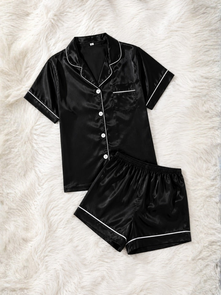Pack 2 Pyjamas Satin Femme – Noir & Rose Bébé