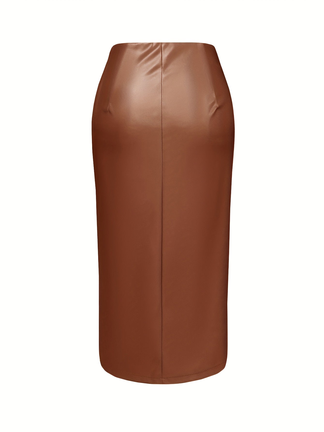Jupe plissée élégante en PU marron pour femme