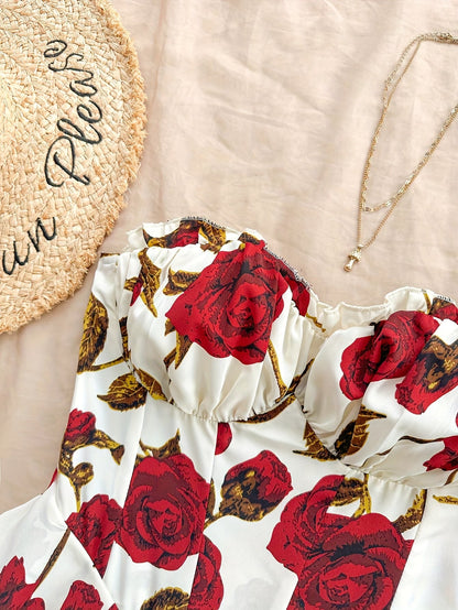 Robe bustier élégante à imprimé floral pour femme